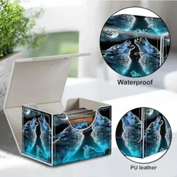 Card Deck Box for MTG Cards,100+ Single Sleeved Cards Howling Wolf / Moon - Image 4