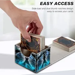 Card Deck Box for MTG Cards,100+ Single Sleeved Cards Howling Wolf / Moon - Image 5