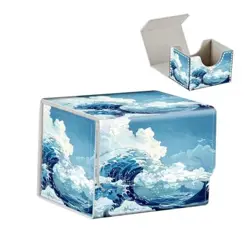 High-Capacity Art Deco Card Deck Box - Ideal Trading 4.1x3.5x3.15 inch Sea Wave - Image 1