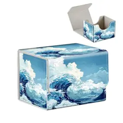 High-Capacity Art Deco Card Deck Box - Ideal Trading 4.1x3.5x3.15 inch Sea Wave - Image 2