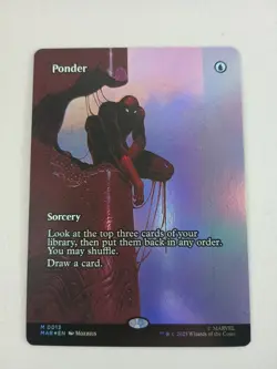 MTG Borderless Foil Ponder Marvel's Spider-Man, Magic Gathering 13 NM - Image 1