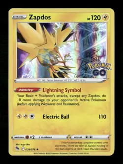 Zapdos Holo Holo Rare Pokemon GO 029/078 NM Pokemon NM - Image 1