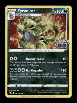 Tyranitar Holo Holo Rare Pokemon GO 043/078 NM Pokemon NM - Image 1