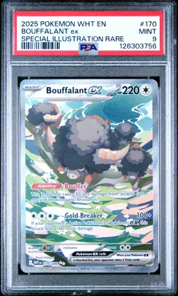 2025 POKEMON WHT EN-WHITE FLARE SPECIAL ILLUSTRATION RARE BOUFFALANT EX PSA 9 - Image 1