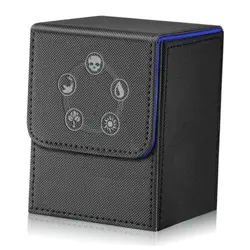 Card Deck Box for MTG,YuGiOh, KeyForge, Digimon FAB Card Storage Box Black Blue - Image 1
