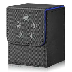 Card Deck Box for MTG,YuGiOh, KeyForge, Digimon FAB Card Storage Box Black Blue - Image 2