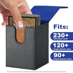 Card Deck Box for MTG,YuGiOh, KeyForge, Digimon FAB Card Storage Box Black Blue - Image 3