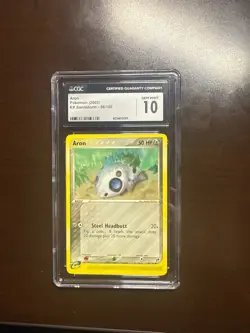 CGC 10 GEM MINT Aron 56/100 EX Sandstorm Vintage 2003 Pokemon Card - Image 1