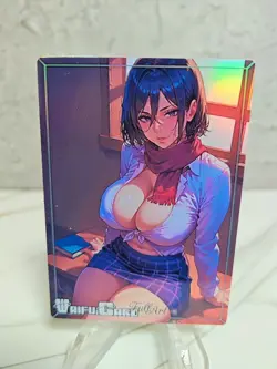 Mikasa Ackerman Trading Card Waifu Goddess Story Anime Girl holo Karte Manga - Image 1