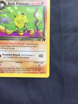 Pokemon Cards: Team Rocket 1st Edition Uncommon: Dark Primeape 43/82 - Image 4