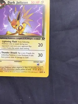 Pokemon Cards: Team Rocket 1st Edition Uncommon: Dark Jolteon 38/82 - Image 4