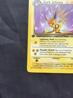 Pokemon Cards: Team Rocket 1st Edition Uncommon: Dark Jolteon 38/82 - Image 5