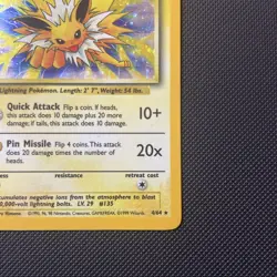 Jolteon 4/64 Holo Unlimited Jungle No Set Symbol Error Pokemon Card (LP-) - Image 4