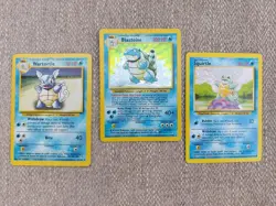 Pokemon TCG Blastoise Holo Card Rare Base Set 2/102 With Squirtle and Wartortle - Image 1