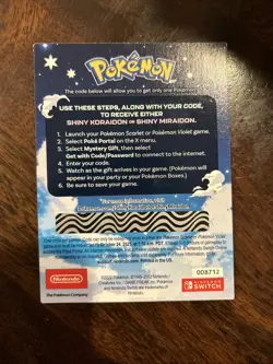 POKEMON SCARLET / VIOLET SHINY MIRAIDON OR SHINY KORAIDON SERIAL CODE - Image 2
