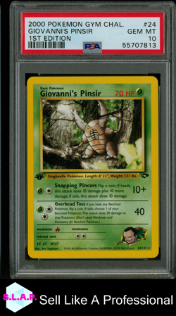 GIOVANNI'S PINSIR POKEMON NON-HOLO GYM CHALLENGE 24 2000 ENGLISH PSA 10 - Image 1