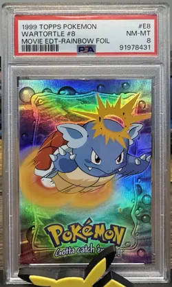 1999 Topps Pokemon Wartortle #8 E8 Movie EDT - Rainbow Foil PSA 8 - Image 2