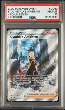 Pokemon TCG Cynthia's Ambition GG60 Crown Zenith English PSA 10 - Image 1