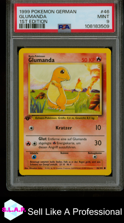 GLUMANDA 1ST EDITION POKEMON GERMAN 1999 46 PSA 9 - Image 1