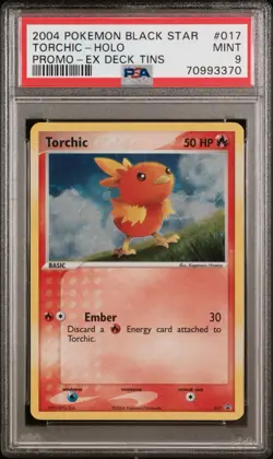PSA 9 2004 POKEMON BLACK STAR PROMO #017 TORCHIC-HOLO PROMO-EX DECK TINS SWIRL - Image 1
