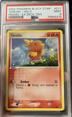 PSA 9 2004 POKEMON BLACK STAR PROMO #017 TORCHIC-HOLO PROMO-EX DECK TINS SWIRL - Image 3
