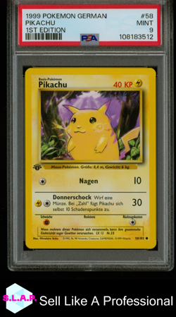 PIKACHU 1ST EDITION POKEMON GERMAN 1999 58 PSA 9 - Image 1