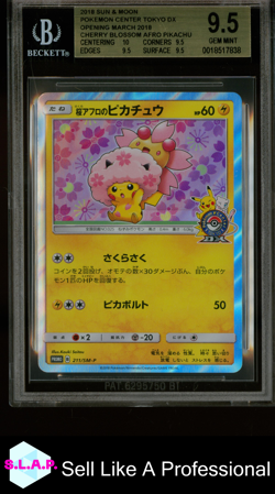CHERRY BLOSSOM AFRO PIKACHU POKEMON CENTER TOKYO 211/SM-P 2018 JAP BGS 9.5 - Image 1