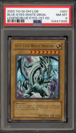Yu-Gi-Oh! Blue-Eyes White Dragon Legend of Blue Eyes 1st Edition LOB-001 PSA 8 - Image 1