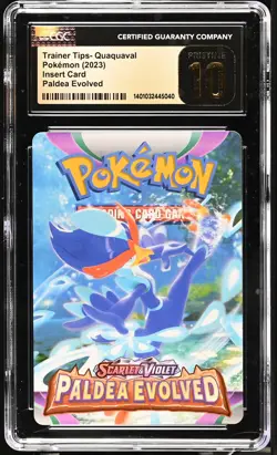 CGC Pristine 10 Pokemon Trainer Tips- Quaquaval Insert Card Paldea Evolved - Image 1