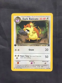 Pokemon Cards: Team Rocket 1st Edition Common: Dark Raticate 50/82 - Image 1