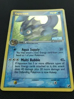 MINTY Pokemon Reverse Holo Card Vaporeon 19/115 Ex Unseen Forces Foil Stamped - Image 4
