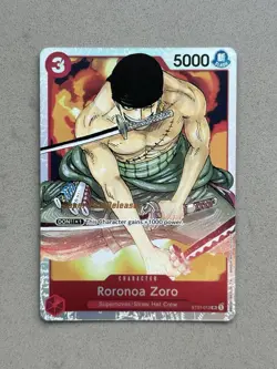 One Piece Card 2022 Roronoa Zoro ST01-13 SR Super Pre-Release Promo English ~ NM - Image 1