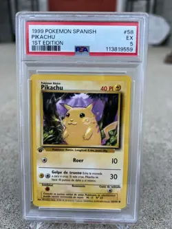 Pokemon Pikachu Common Card 1st Edition Spanish Base Set 58/102 PSA 5 - Image 1