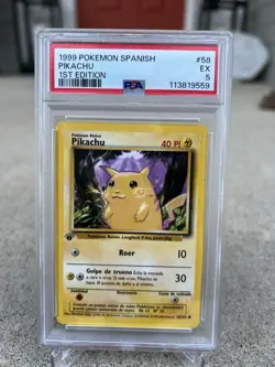 Pokemon Pikachu Common Card 1st Edition Spanish Base Set 58/102 PSA 5 - Image 2