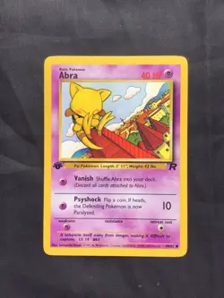 Pokemon Cards: Team Rocket 1st Edition Common: Abra 49/82 - Image 1