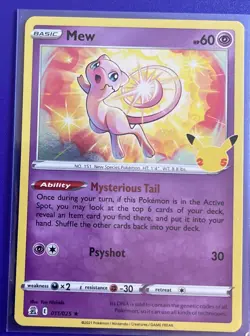 Pokemon Mew TCG Holo Rare Card Celebrations 011/025 Mew Holo Rare Card - Image 1