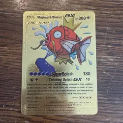 Gold plated Magikarp and Wailord GX Pokemon card, hp300, 161/181 - Image 1