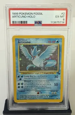 1999 Pokemon Fossil Articuno Holo Card #2/62 PSA 6 - Image 1