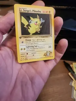 Lt. Surge's Pikachu Pokemon Card 50 HP Lightning Tail Charge 1st Edition - Image 4