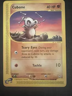 Pokemon TCG Aquapolis Cubone Card Regular, Common, 72/147 LP - Image 1
