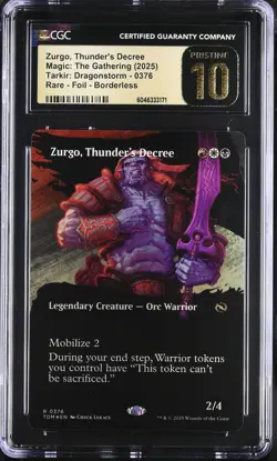 ZURGO, THUNDER'S DECREE Tarkir: Dragonstorm Borderless Foil CGC Pristine 10 MTG - Image 1