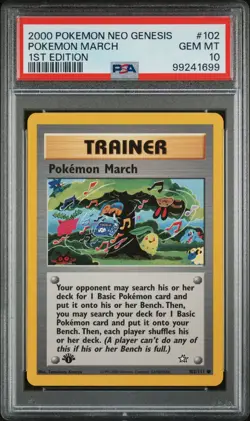 2000 POKEMON NEO GENESIS 1ST ED #102 POKEMON MARCH PSA 10 - Image 1