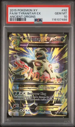 Pokemon M Tyranitar EX XY Ancient Origins Full Art #92 PSA 10 Gem Mint - Image 1