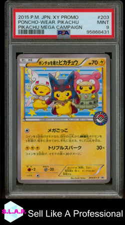 PONCHO-WEAR. PIKACHU PIKACHU MEGA CAMPAIGN POKEMON JAP XY PROMO 2015 203 PSA 9 - Image 1