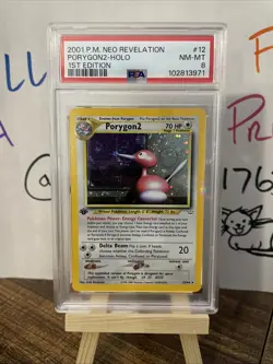 ✨ Pokemon, 1st Edition, PSA 8, Porygon2 #12 Neo Revelation “Double” Holo Error ✨ - Image 1