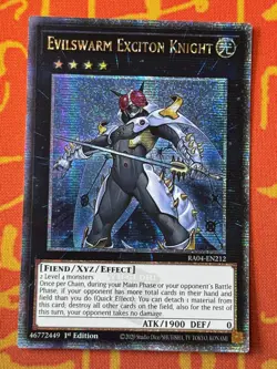YUGIOH EVILSWARM EXCITON KNIGHT QUARTER CENTURY SECRET RARE NM RA04-EN212 - Image 1