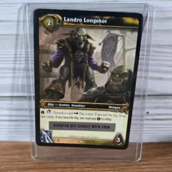 Landro Longshot WoW TCG UNSCRATCHED Loot Card + Clear plastic hard cover C1 - Image 1