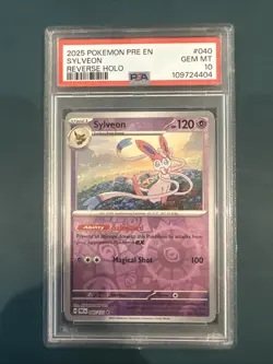 2025 Pokemon Prismatic Evolutions #040 Sylveon Reverse Holo PSA 10 Card GEM MINT - Image 1