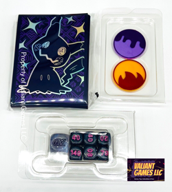 Pokemon TCG Paldean Fates ETB Mimikyu Card Sleeves Tokens Dice (Damage Counters) - Image 2