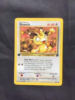 Pokemon Cards: Team Rocket 1st Edition Common: Meowth 62/82 - Image 1